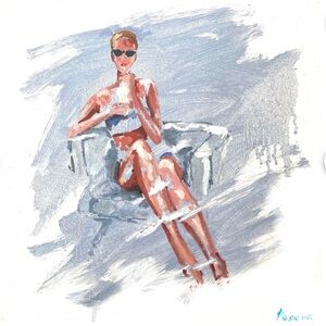 “Women with cocktail” Original Oil Painting
